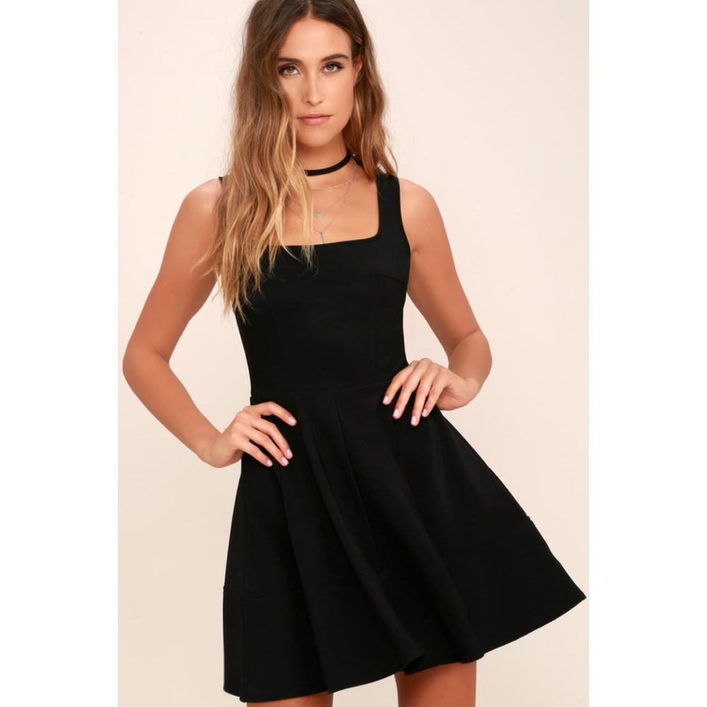 Black A-Line Skater Party Dress